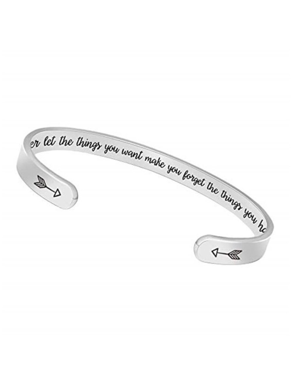 Womens Stainless Steel Cuff Bracelet Inspirational Engraved Adjustable Bangle